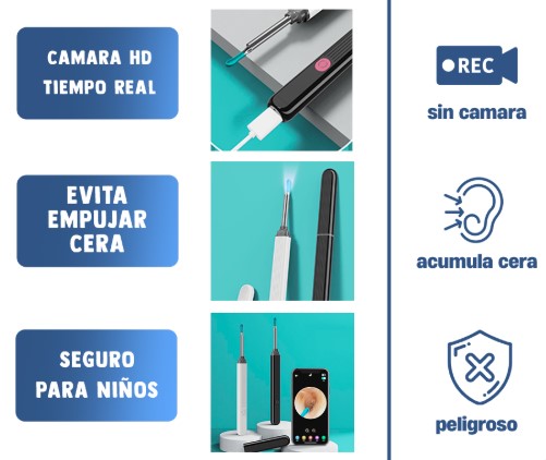 Limpiador de oidos con camara
